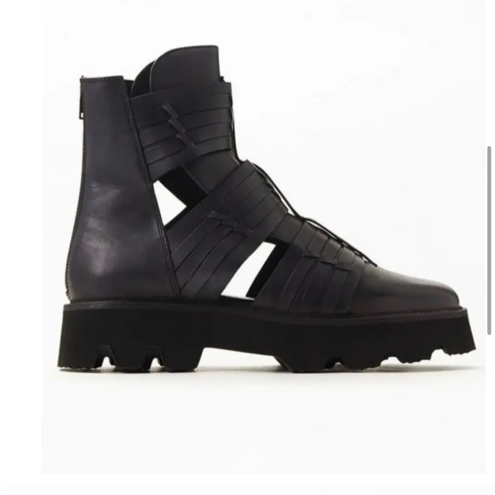 Free People Hydra Huarache Lug leather black caged boots - Picture 5 of 14